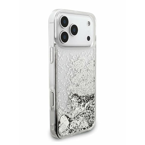 Guess для iPhone 17 Pro чехол Liquid Glitter Charms Hard Silver