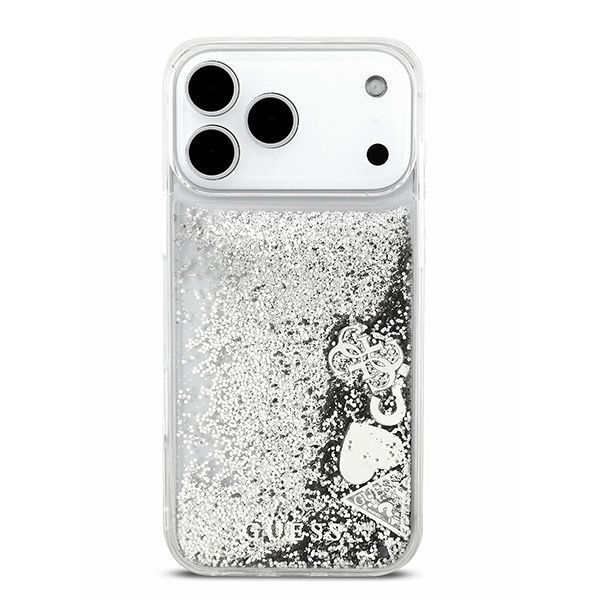 Guess для iPhone 17 Pro чехол Liquid Glitter Charms Hard Silver