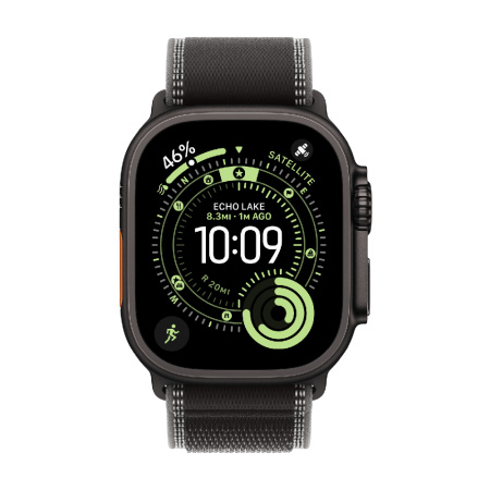 Apple Watch Series Ultra 3 49mm Black Titanium Case with Black/Charcoal Trail Loop S/M